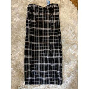 NWT black and white plaid strapless dress XS